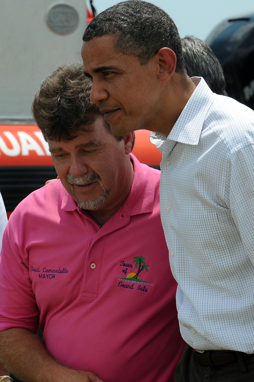 President Barack Obama Meets With Grand Isle Mayor at Coast Guard Station Grand Isle, La.