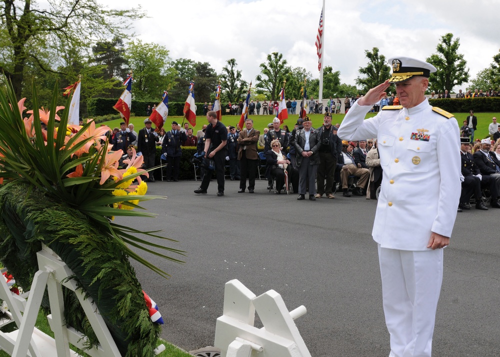 Rear Admiral Hueber speaks at Memorial Day ceremony, Lorraine American Cemetery, France