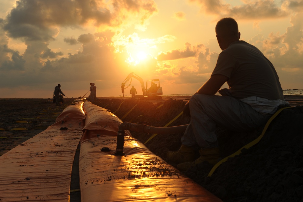 Louisiana National Guardsmen Defend the Shoreline Around the Clock