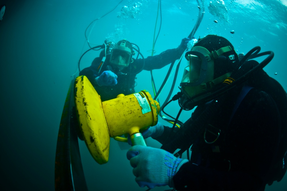 Navy diver exercises