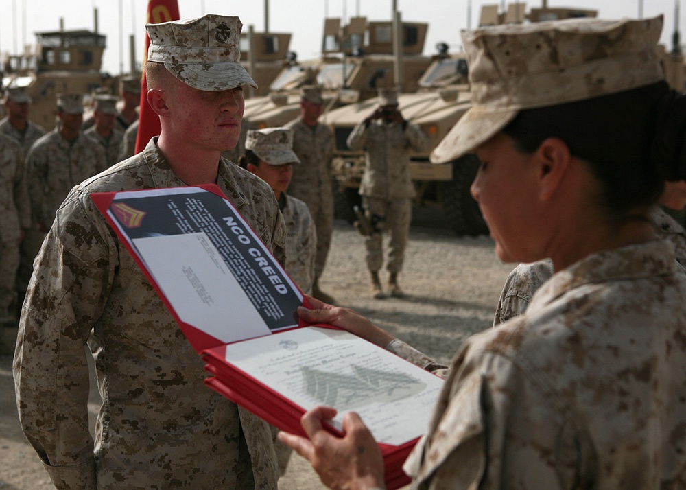 CLB-6 Marine rises to NCO ranks with combat meritorious promotion