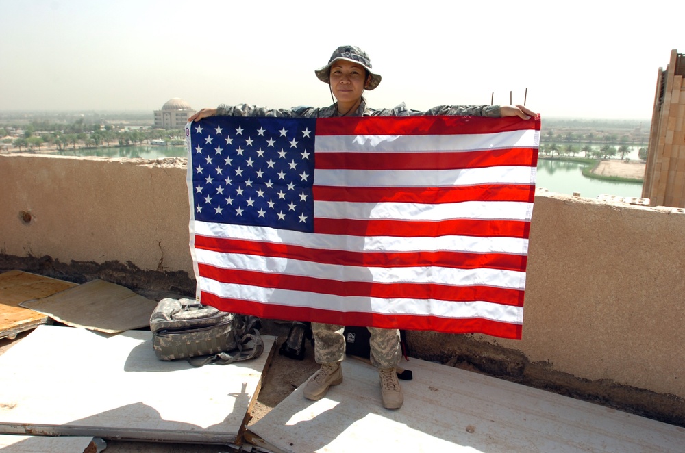 U.S. flags unveiled over Victory Over America Palace, Memorial Day