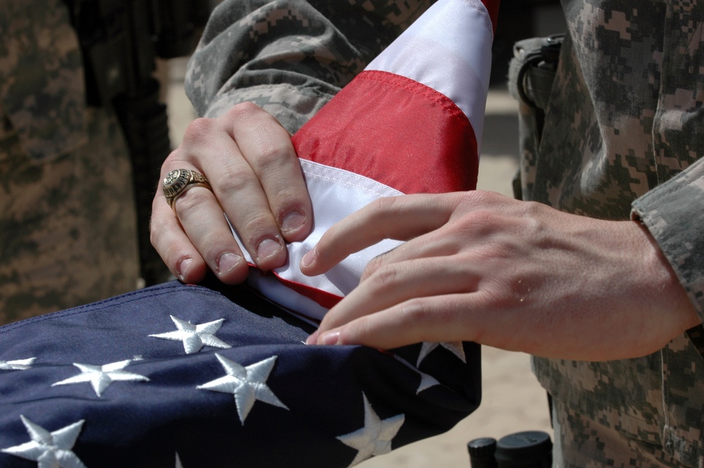 U.S. flags unveiled over Victory Over America Palace, Memorial Day