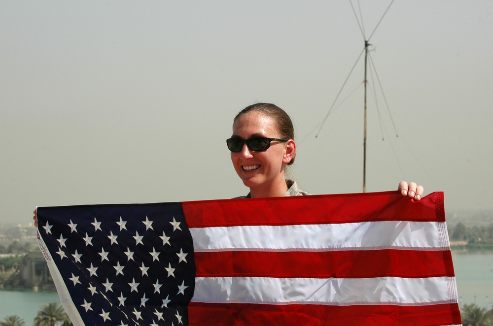 U.S. flags unveiled over Victory Over America Palace, Memorial Day