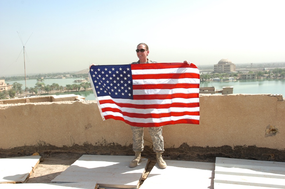 U.S. flags unveiled over Victory Over America Palace, Memorial Day