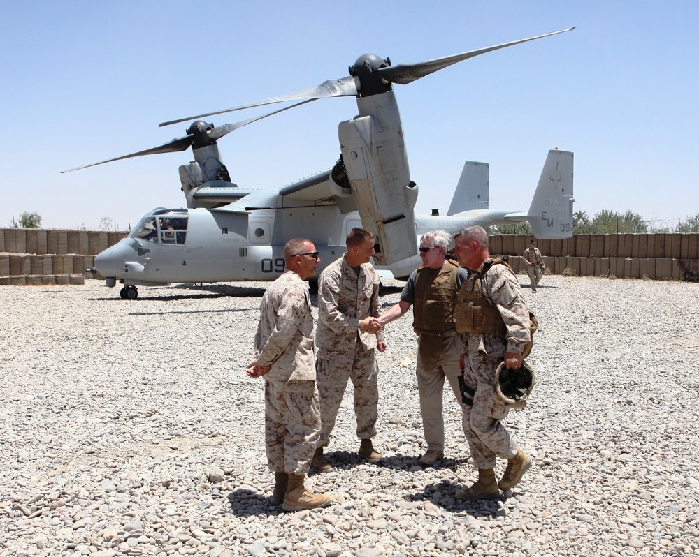 Secretary of the Navy Visits Camp Leatherneck, Battle Space