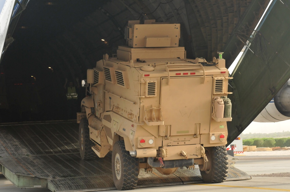 62nd Chemical Company escorts MRAPS going into Afghanistan