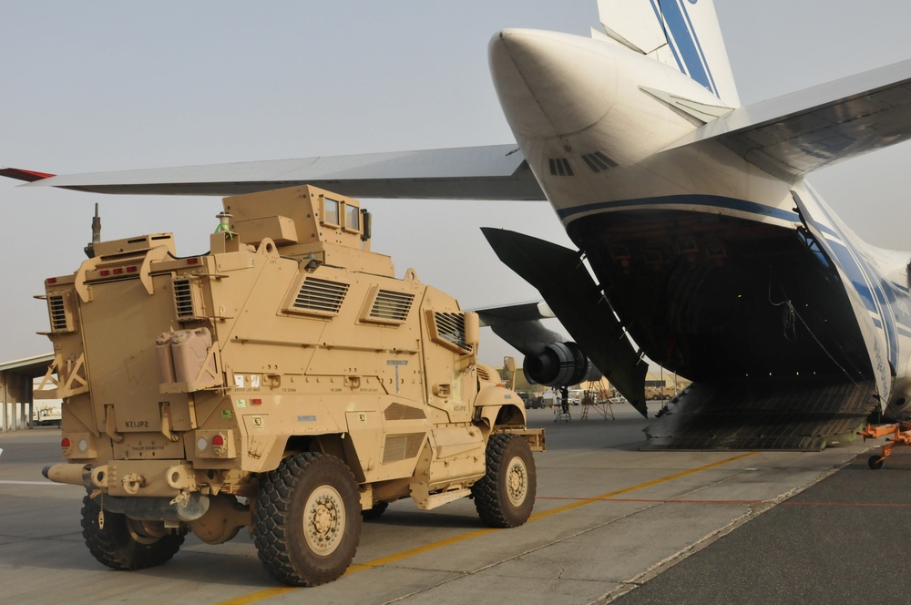 62nd Chemical Company Escorts MRAPS Going Into Afghanistan