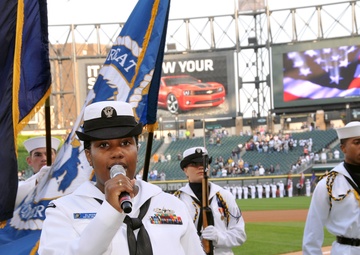Sailors participate in Chicago White Sox pregame ceremonies
