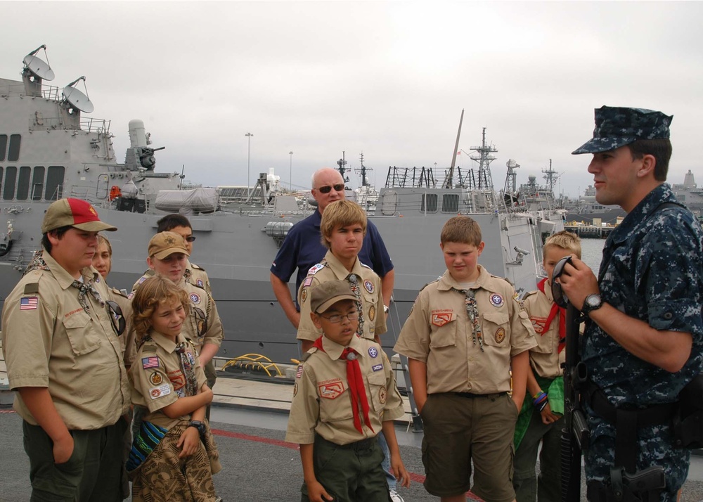 Boy Scouts tour USS Halsey
