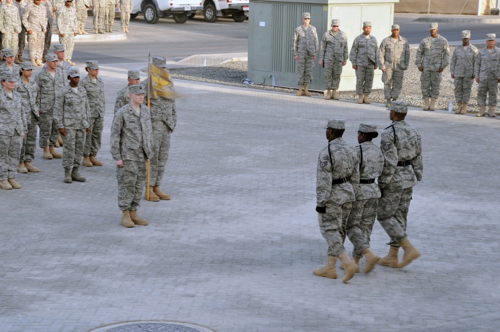 Medical Group Airmen Lead Deployed Retreat Ceremony