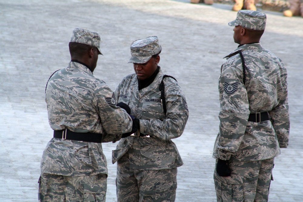 Medical Group Airmen Lead Deployed Retreat Ceremony