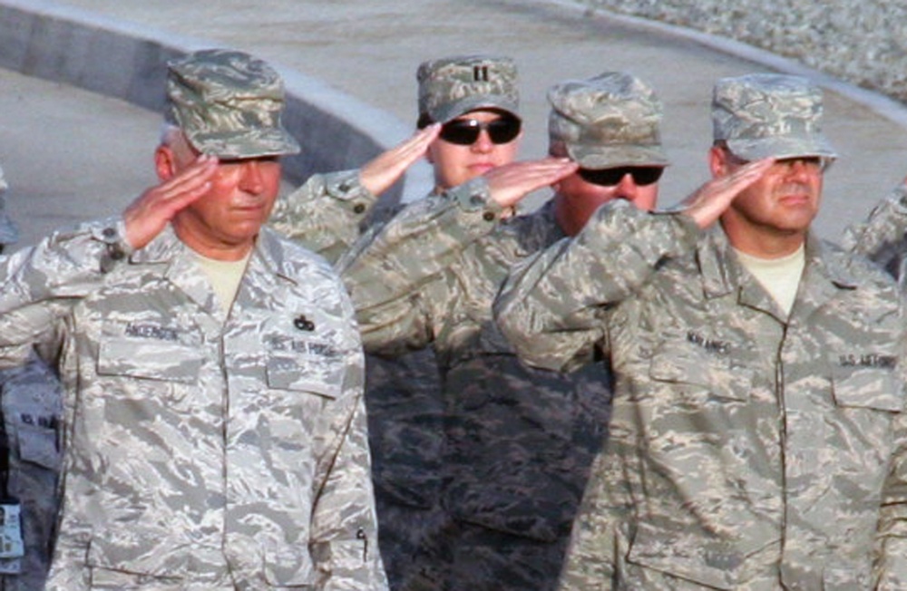 Medical Group Airmen Lead Deployed Retreat Ceremony
