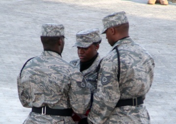 Medical group Airmen lead deployed retreat ceremony