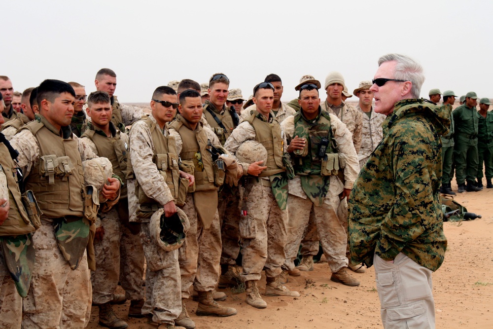 U.S. Secretary of Navy Visits Service Members at African Lion