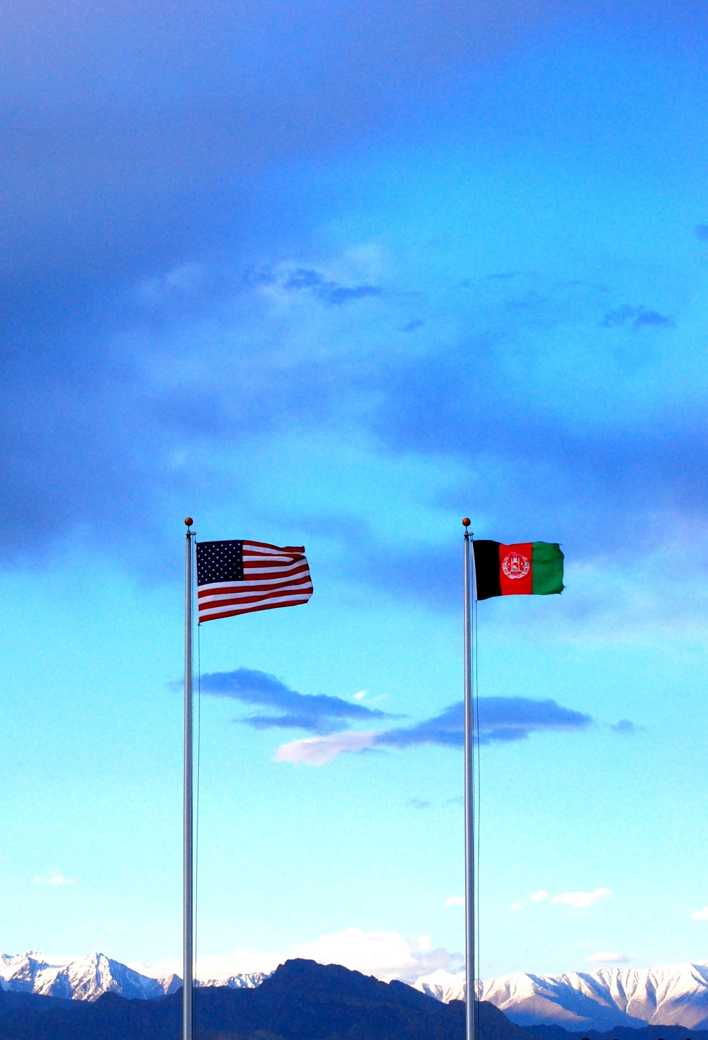 Afghan and American Flags Together