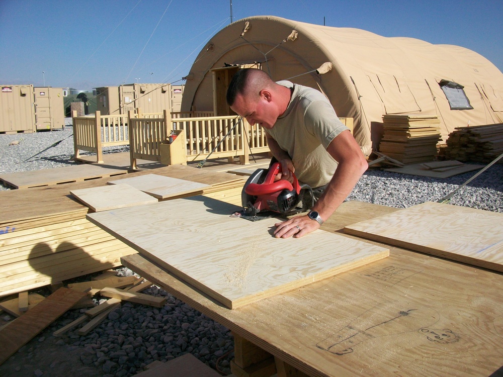 Fairlawn, Ohio Native Builds Deck, Amenities on Bagram Airfield