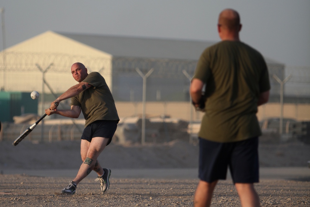 1st Marine Division Marines play softball