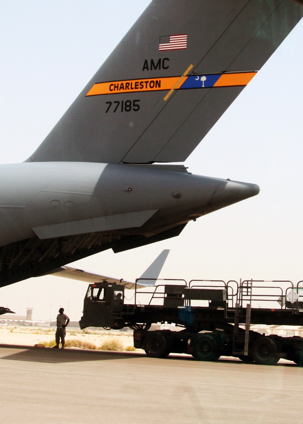 Aerial Porters Use Aircraft Loaders for Operations in Southwest Asia