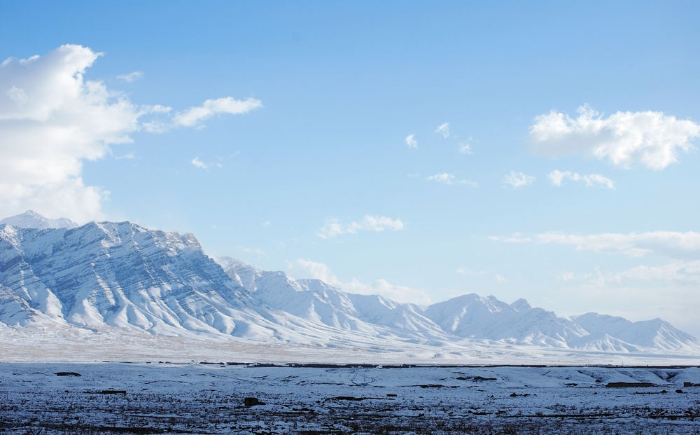 Winter on the Parwan Plains and Hindu Kush Mountains in Afghanistan