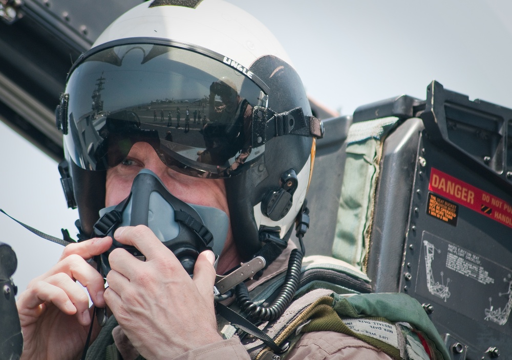 Crew members Awaits a F/A-18 Hornet Launch