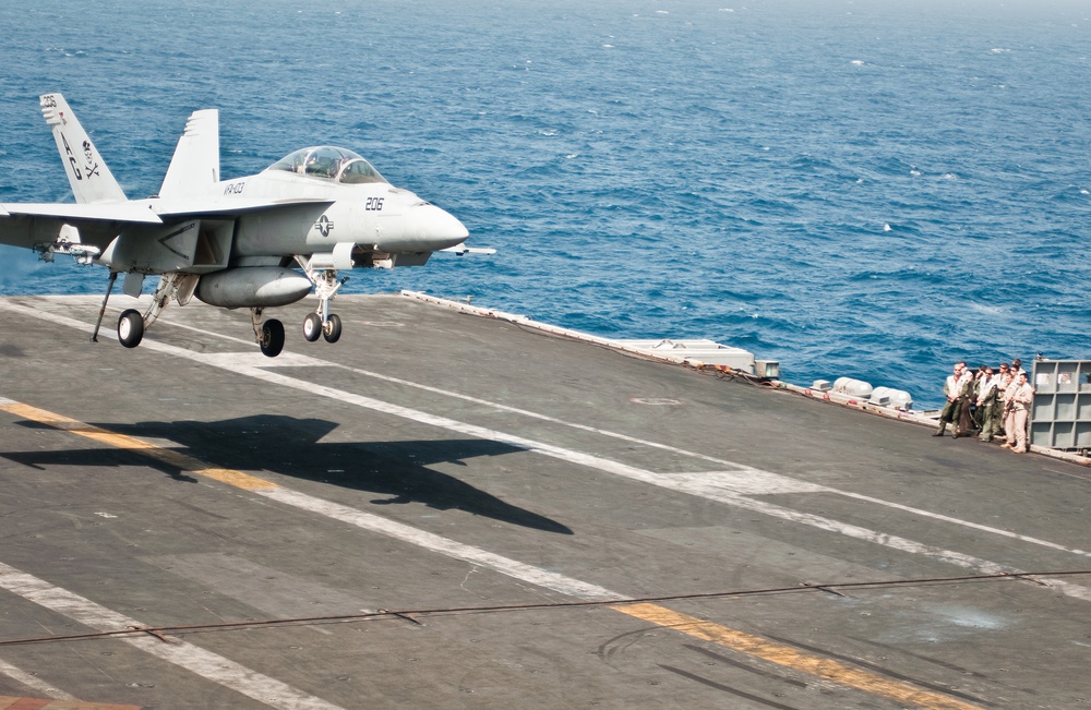 Gen. McChrystal Lands on Aircraft Carrier