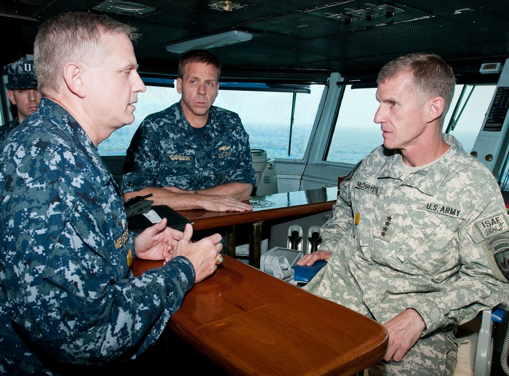 Gen. McChrystal on Bridge of Aircraft Carrier