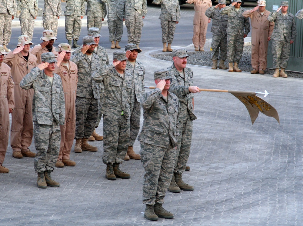 Operations Airmen Lead Deployed Retreat Ceremony in Southwest Asia