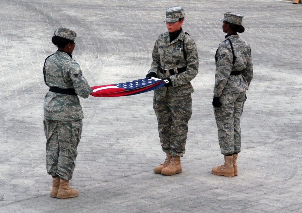 Operations Airmen Lead Deployed Retreat Ceremony in Southwest Asia