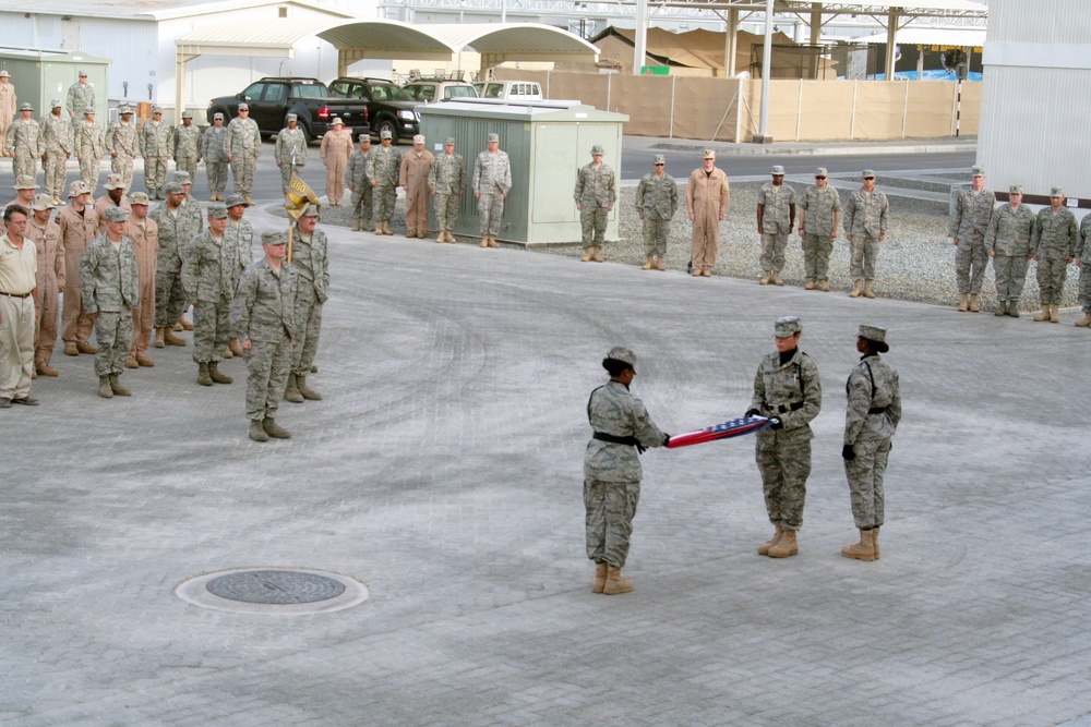 Operations Airmen Lead Deployed Retreat Ceremony in Southwest Asia