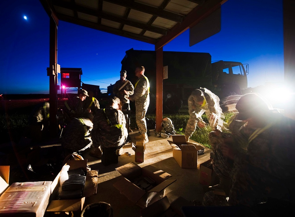 Night live fire exercise at Camp Atterbury, 81st Troop Command
