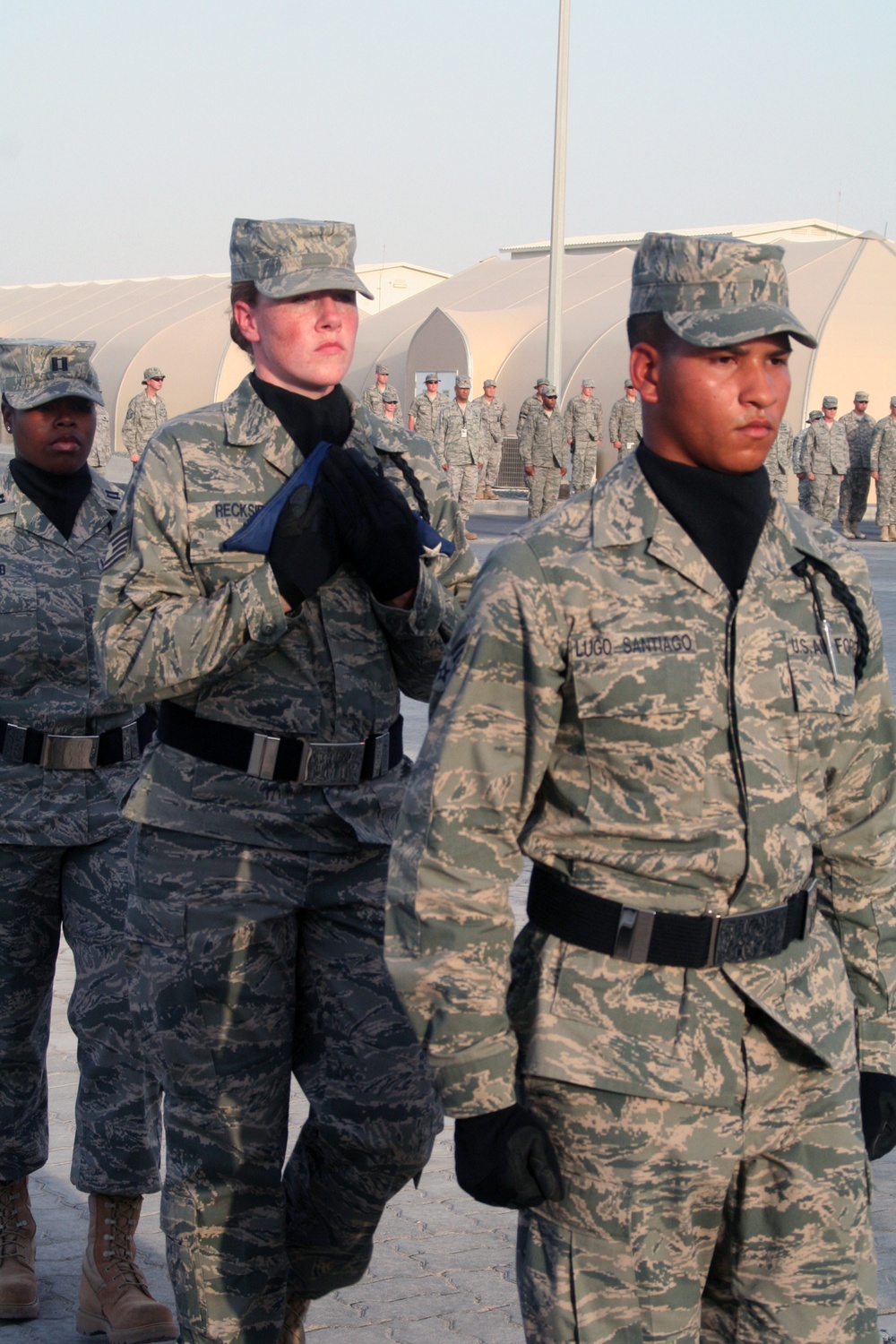 Deployed AWACS Airmen Lead Deployed Retreat Ceremony for 380th AEW