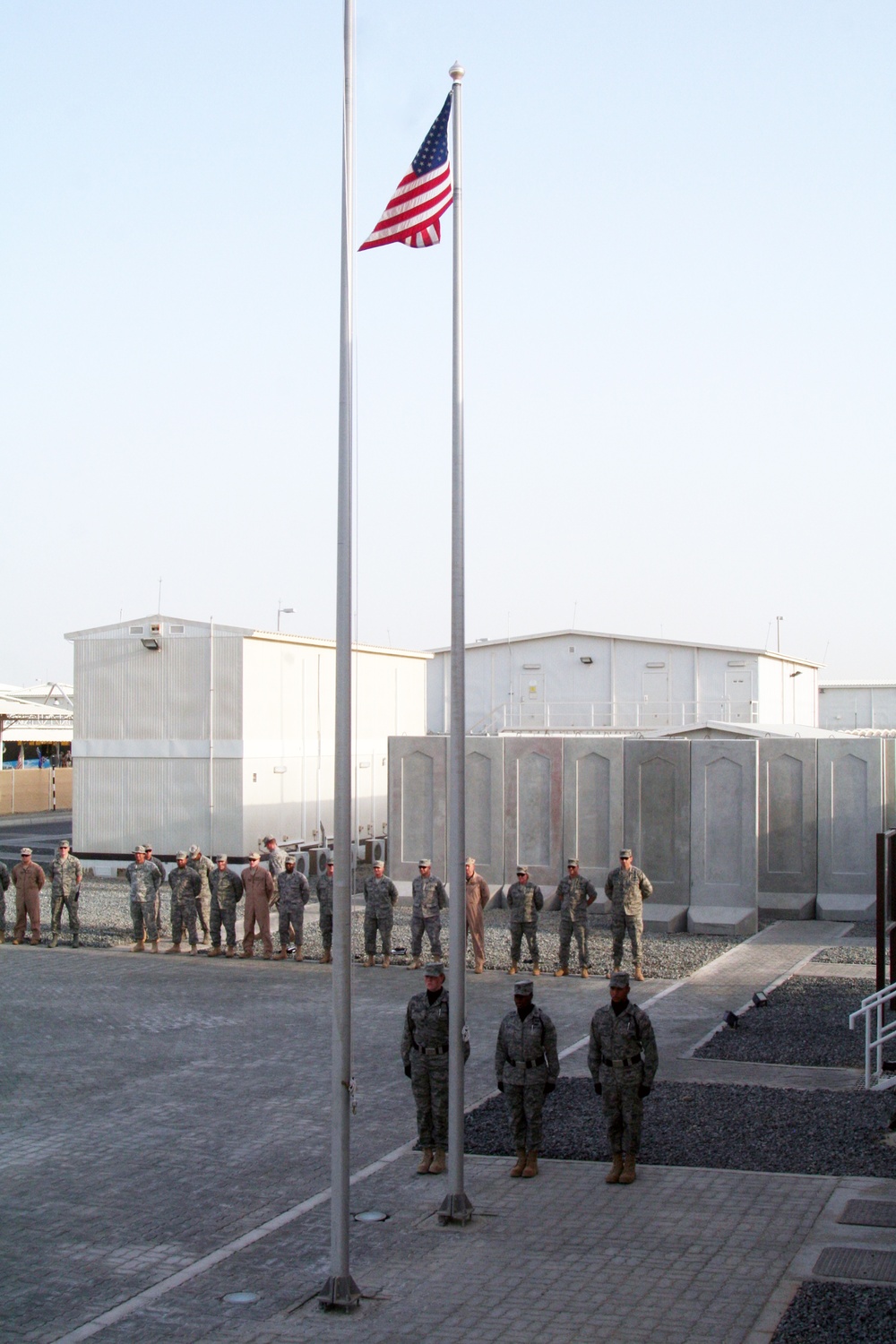 Deployed AWACS Airmen Lead Deployed Retreat Ceremony for 380th AEW