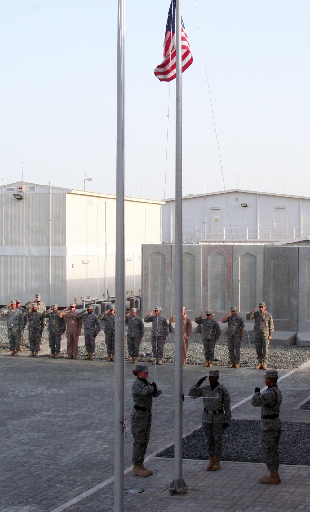 Deployed AWACS Airmen Lead Deployed Retreat Ceremony for 380th AEW