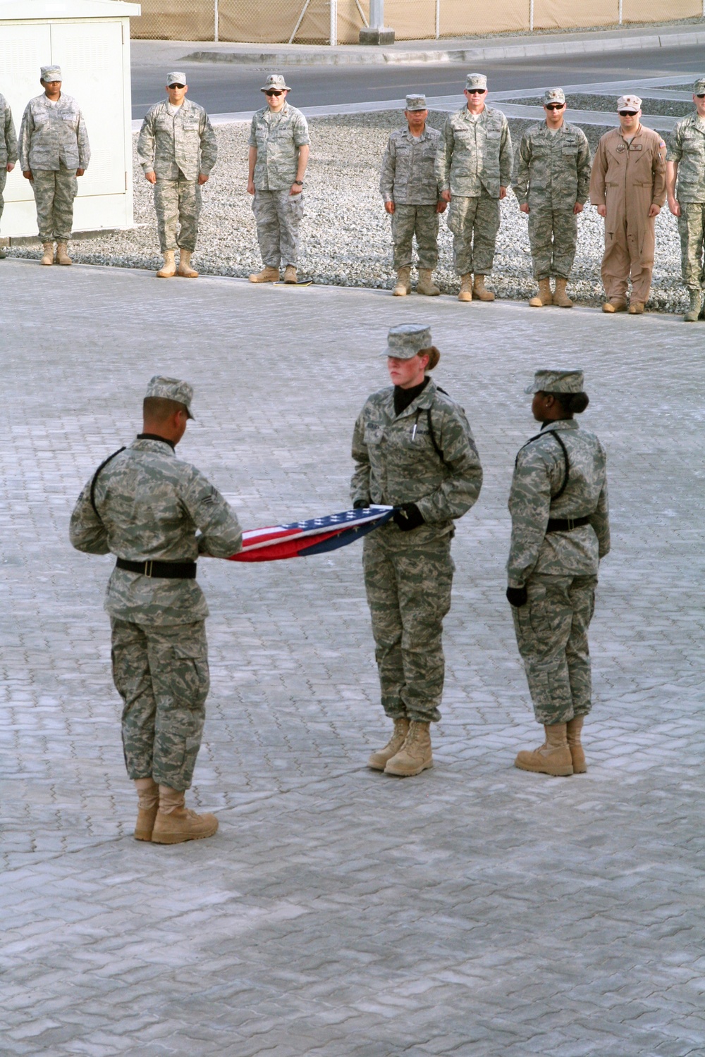 Deployed AWACS Airmen Lead Deployed Retreat Ceremony for 380th AEW