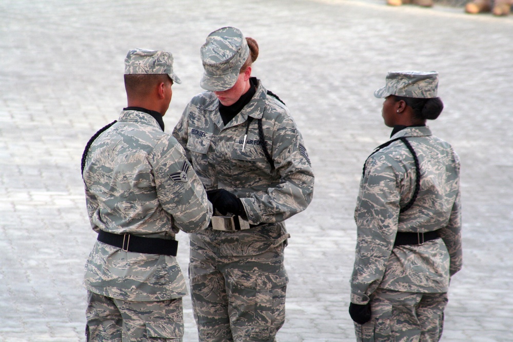 Deployed AWACS Airmen Lead Deployed Retreat Ceremony for 380th AEW