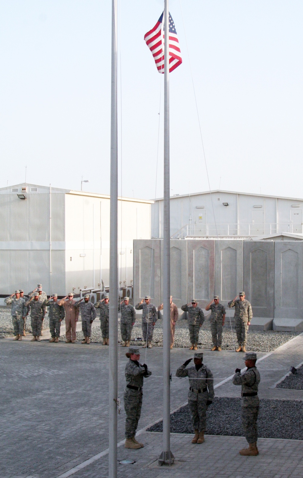 Deployed AWACS Airmen Lead Deployed Retreat Ceremony for 380th AEW