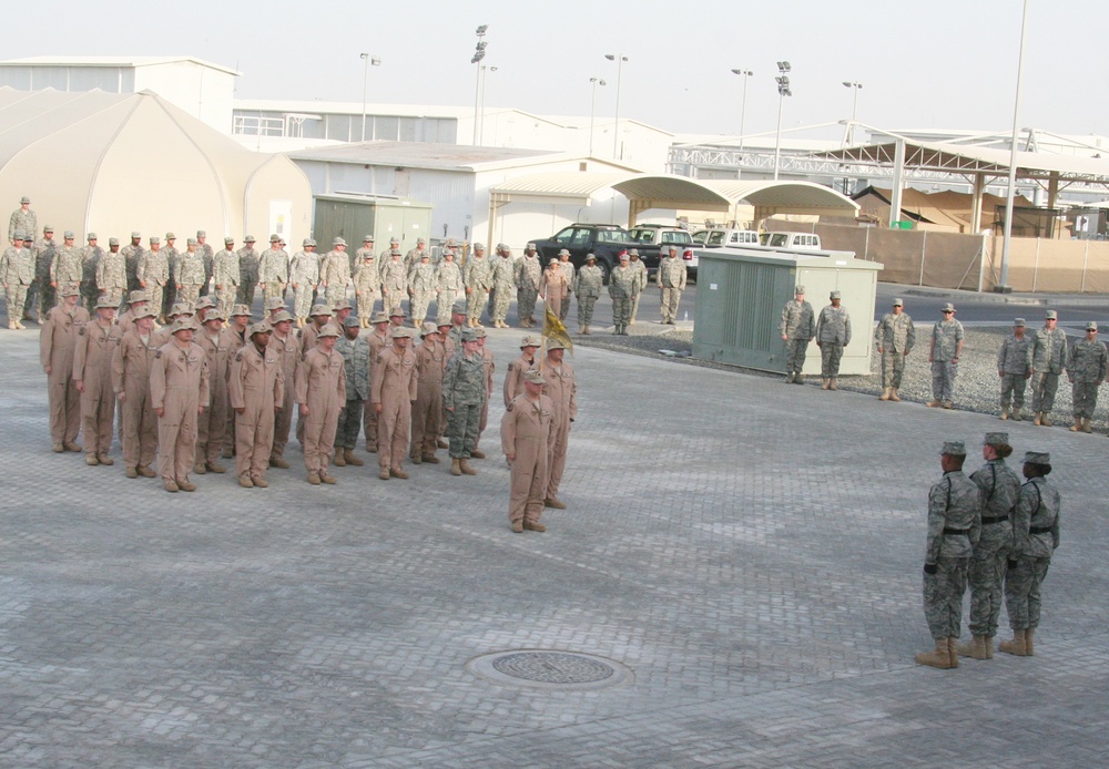 Deployed AWACS Airmen Lead Deployed Retreat Ceremony for 380th AEW