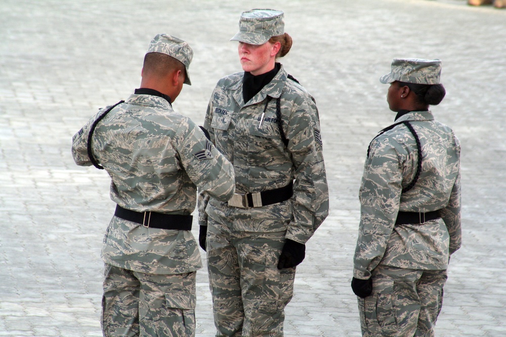 Deployed AWACS Airmen Lead Deployed Retreat Ceremony for 380th AEW