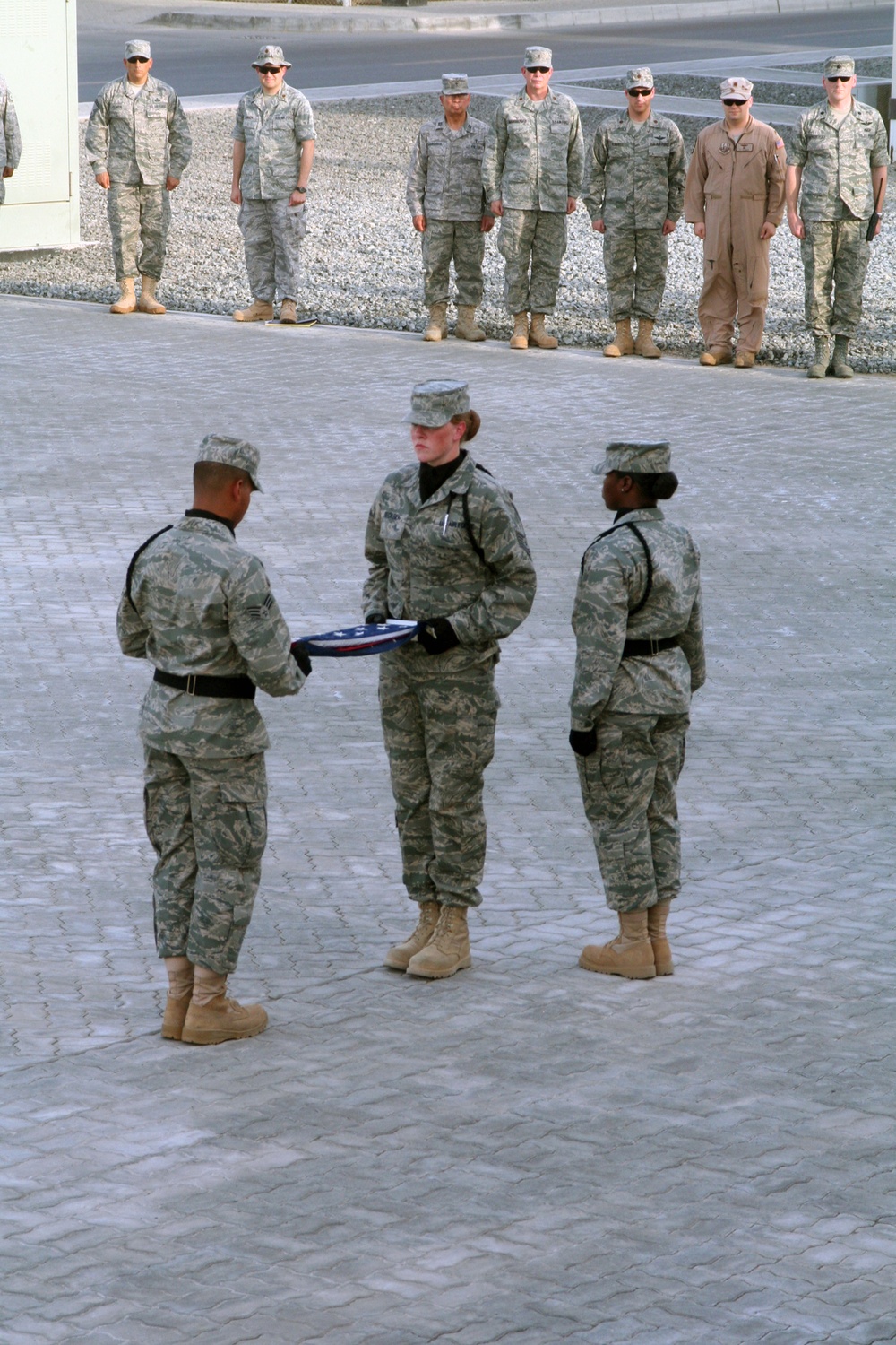 Deployed AWACS Airmen Lead Deployed Retreat Ceremony for 380th AEW