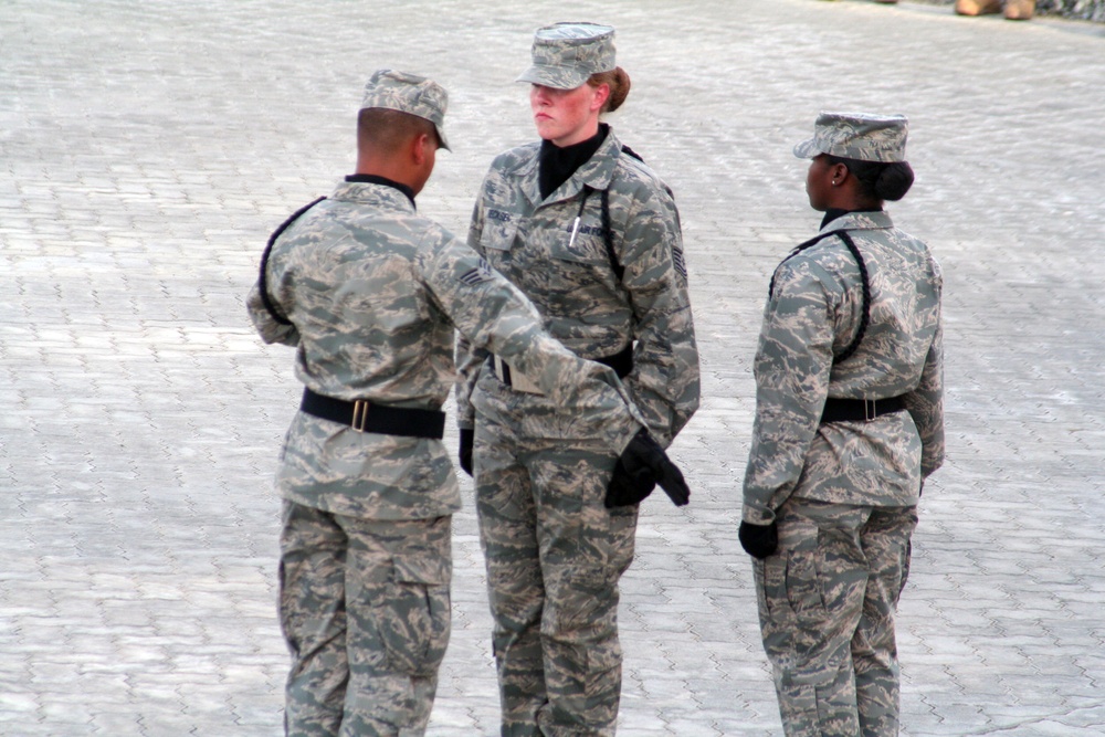 Deployed AWACS Airmen Lead Deployed Retreat Ceremony for 380th AEW