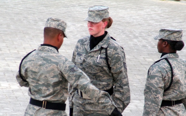 Deployed AWACS Airmen Lead Deployed Retreat Ceremony for 380th AEW