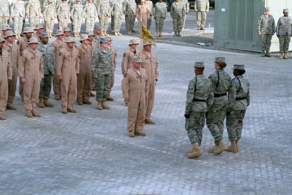 Deployed AWACS Airmen Lead Deployed Retreat Ceremony for 380th AEW