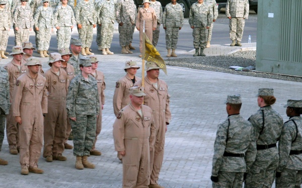 Deployed AWACS Airmen Lead Deployed Retreat Ceremony for 380th AEW
