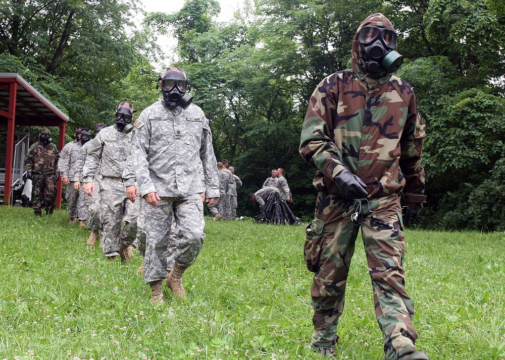 Command Sergeant Major Leads the Way During Gas Chamber Exercise