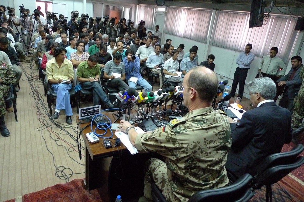 ISAF Spokesperson and Afghan General Hold Press Conference