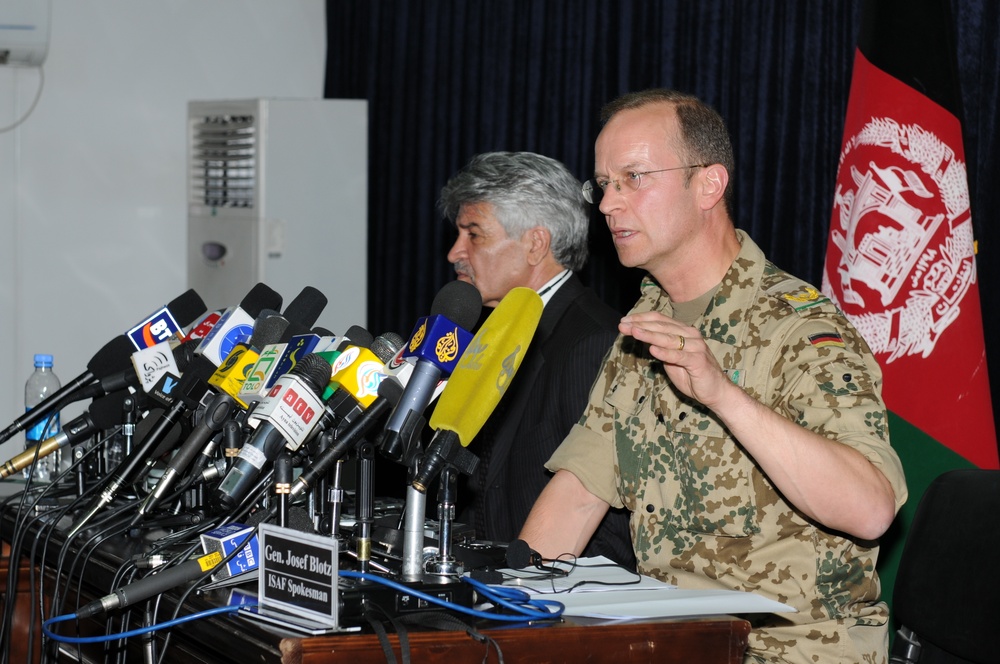 ISAF Spokesperson and Afghan General Hold Press Conference