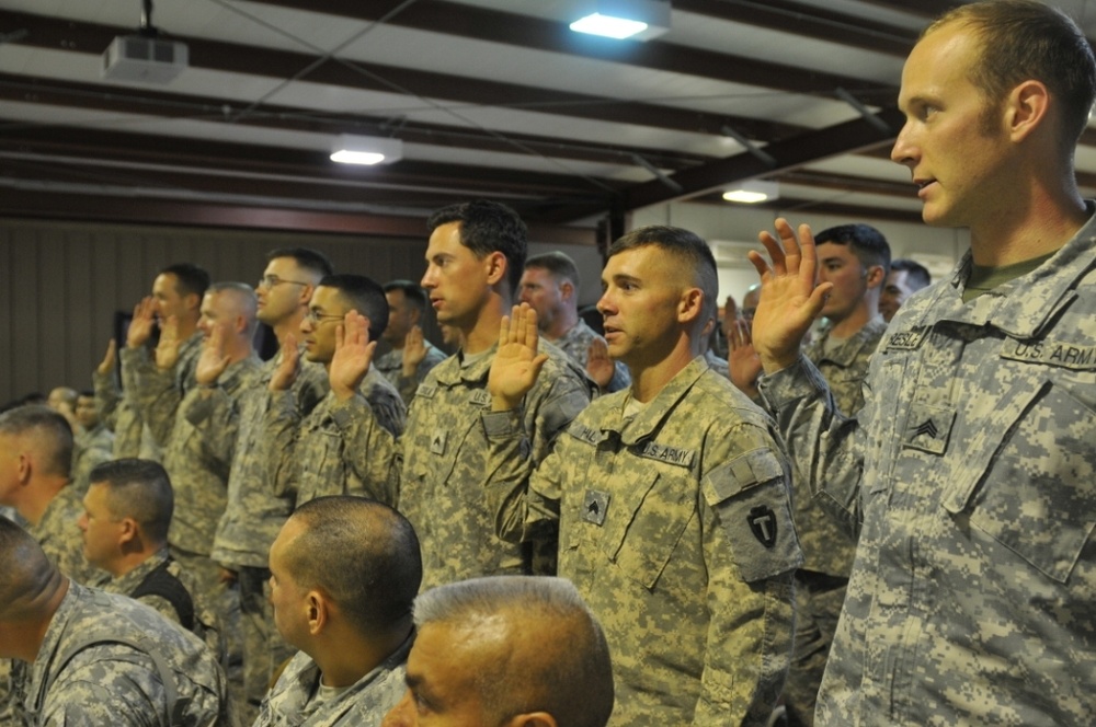 1st Battalion 141st Infantry Regiment, 72nd Infantry Brigade Combat Team, Welcomes Newly Promoted Sergeants to the Corps of the Noncommissioned Officer in Baghdad Ceremony