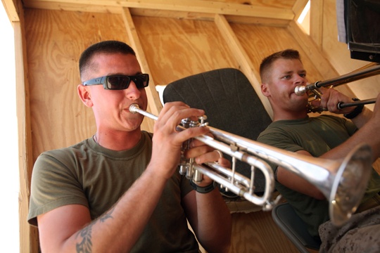 Band members practice while deployed