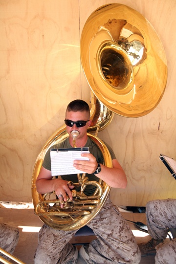 Band members practice while deployed